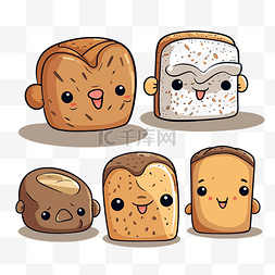 面包剪贴画 不同的吐司与面孔 向