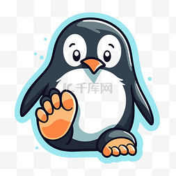 它的剪贴画图片_一只可爱的企鹅站着并握住它的脚
