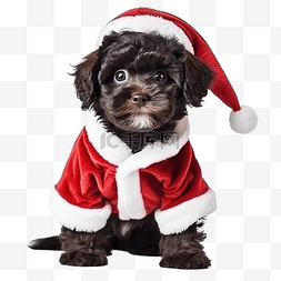 雪地里的狗图片_圣诞节时，黑色小狗在雪地里打扮