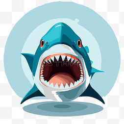 张开嘴的鲨鱼图片_鲨鱼脸 向量