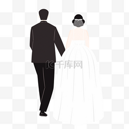 爱情剪贴画图片_牵手的新婚夫妻