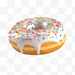 白色甜甜圈洒上 3d 插图