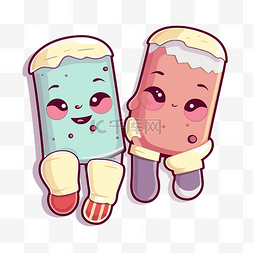 情侣可爱卡通冰淇淋带小可爱卡通