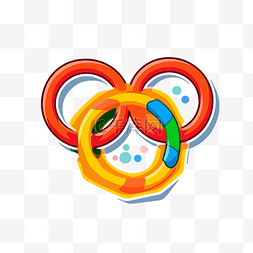 橙色奥运五环和彩虹圈平面矢量图