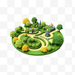 3d 微型公园渲染对象图