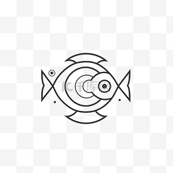 对称的鱼图片_白色背景上的线鱼符号 向量
