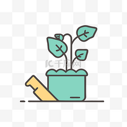 简单的盆栽插图图片_植物在盆栽图标说明 向量