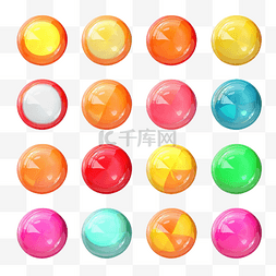 彩色糖果按钮设置隔离多个角度 3D