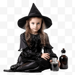 闪亮格利特图片_女巫角色扮演中的小女孩酿造药水