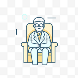 老人坐在椅子上图标插图线图标 