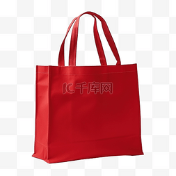 购物袋红色图片_红色帆布购物袋与样机剪切路径隔