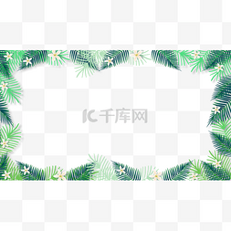 热带树叶百合边框