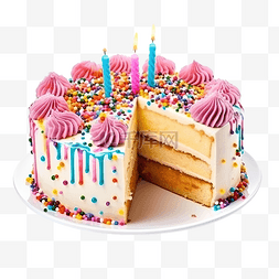 蛋糕切成碎片庆祝生日