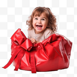 女士红色包图片_圣诞夜小女孩坐在大红色袋子里买