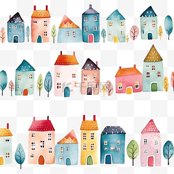 喜庆城市图片_可爱的卡通色彩缤纷的房子