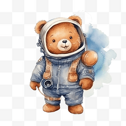 熊海图片_水彩可爱卡通熊妈妈宇航员熊妈妈
