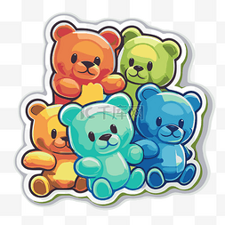 小熊软糖果香图片_一群蓝色色调的彩色泰迪熊 向量