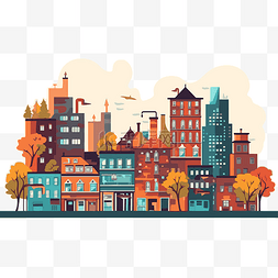 城市景观剪贴画秋天城市城市景观