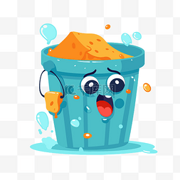 垃圾箱和图片_垃圾箱剪贴画 桶是蓝色的，有橙
