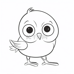 可爱简单小鸟素材图片_动画着色页可爱的小鸟