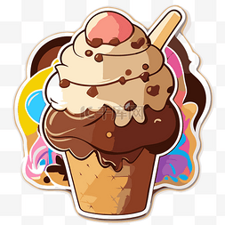 一个带有圆锥冰淇淋的图像剪贴画