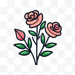 简单玫瑰矢量图片_两朵粉色玫瑰在背景中的插图 向