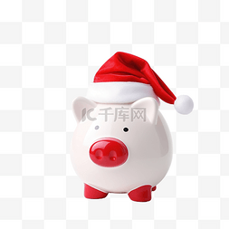 金融投资钱图片_圣诞节储蓄白色存钱罐戴着红色圣