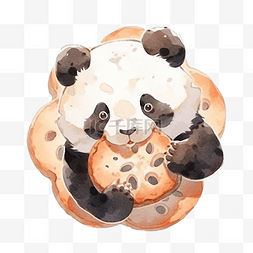 饼干屑屑图片_水彩饼干熊猫