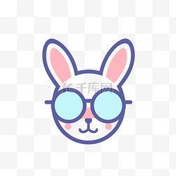 太阳镜的图标图片_白色背景中戴着太阳镜的可爱兔子