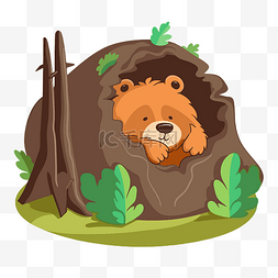 蛐蛐洞穴图片_冬眠熊剪贴画卡通泰迪熊可爱的动