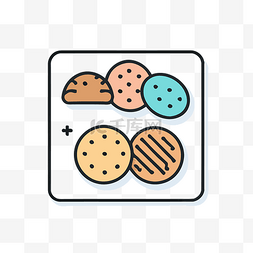 带有彩色设计说明图的 cookie 图标 