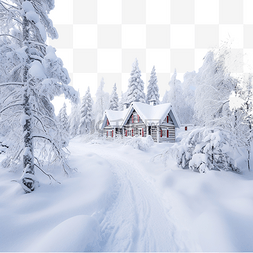 芬兰圣诞节雪冬期间的房子