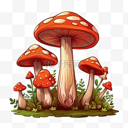 卡通蘑菇森林野生蘑菇