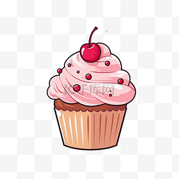 粉色的杯子图片_可愛的蛋糕插圖