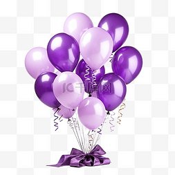 版式設計图片_紫色气球生日派对