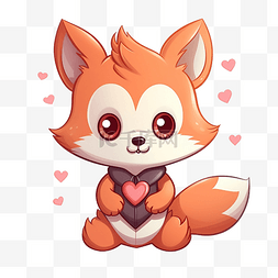 狐狸带着心情人节插画