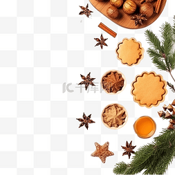 八角核桃图片_顶视图圣诞装饰和烹饪原料