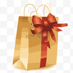 红色蝴蝶结礼品袋图片_购物袋剪贴画金色礼品袋与红色蝴