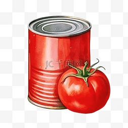 植物番茄图片_水彩番茄罐头