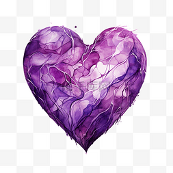 心与紫色水彩