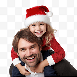 女孩抱男孩图片_圣诞节期间在家背着孩子的快乐父