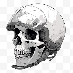 意象图片_带头骨的复古摩托车头盔