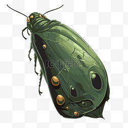 蛹剪贴画绿色小虫与许多金色的眼
