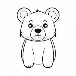 黑白线条熊图片_黑白泰迪熊的轮廓