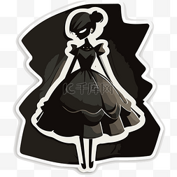 穿着连衣裙的女孩图片_穿着黑色连衣裙的女孩显示在贴纸