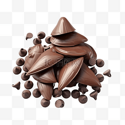 不同角度的美味巧克力片 3D 插图