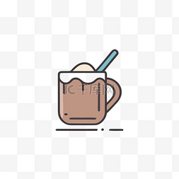 杯子上的吸管图片_咖啡和冰淇淋的图标，带有红色吸