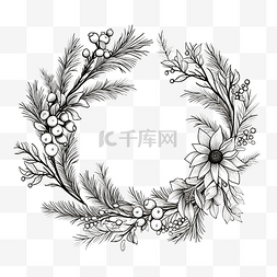 雕刻刀柄图片_圣诞花环和分离的不同植物的树枝
