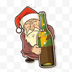 节日圣诞老人和一瓶酒精剪贴画 
