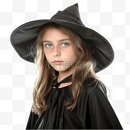 一个穿着女巫服装的美丽的年轻女
